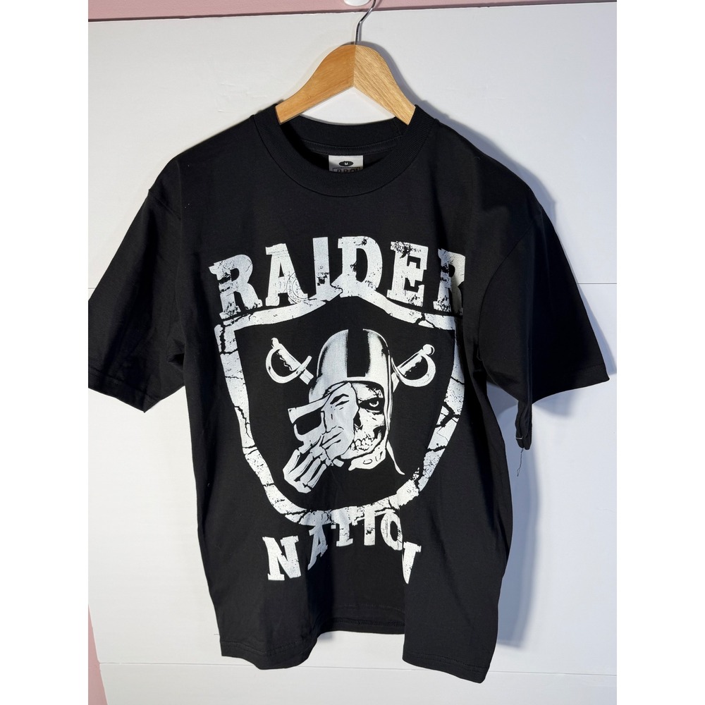 Pro Club Raider Nation Skull Graphic T-Shirt Black Heavy Weight Mens Medium